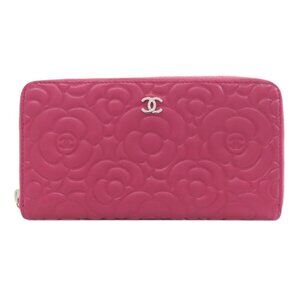 CHANEL Authentic Pink Logo Wallet